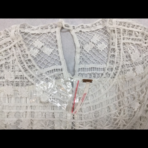 Free People Gauze Crochet Top With Elastic Bottom - Picture 5 of 11